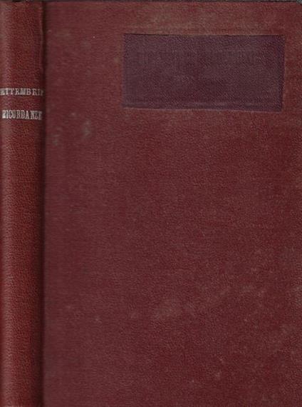 Ricordanze - Luigi Settembrini - copertina