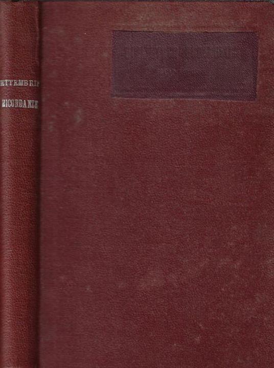 Ricordanze - Luigi Settembrini - copertina