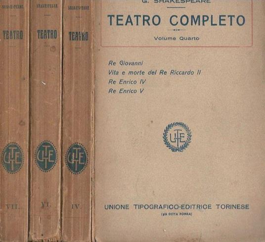 Teatro completo, vol. IV, VI, , VII - William Shakespeare - copertina