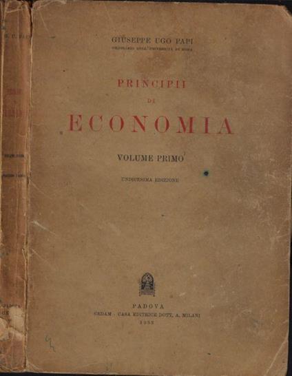Principii di economia Vol. I - Giuseppe Ugo - copertina