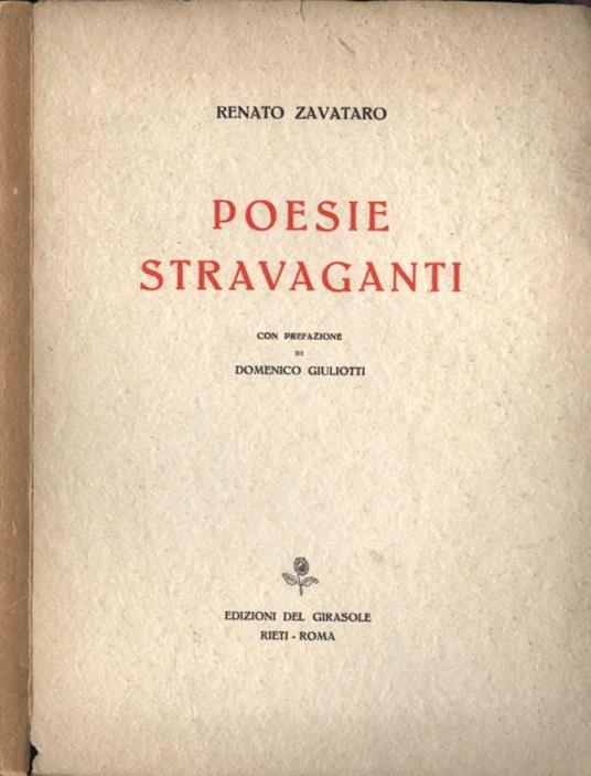 Poesie stravaganti - Renato Zavataro - copertina