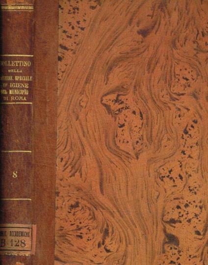 Bullettino della commissione speciale d'igiene del Municipio di Roma. Anno VIII, 1887, vol.8 - copertina
