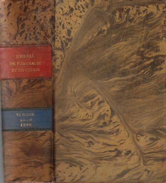 Journal de pharmacie et de chimie VI série tome 9-10 1899 - copertina