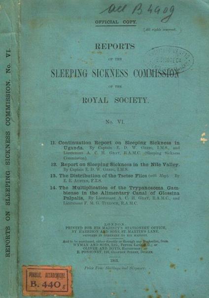 Reports of the sleeping sickness commission of the Royal Society n.VI - copertina