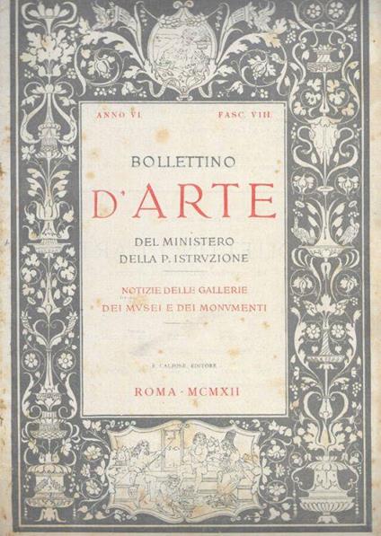 Bollettino d'arte del Ministero della P. Istruzione - copertina