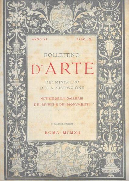 Bollettino d'arte del Ministero della P. Istruzione - copertina