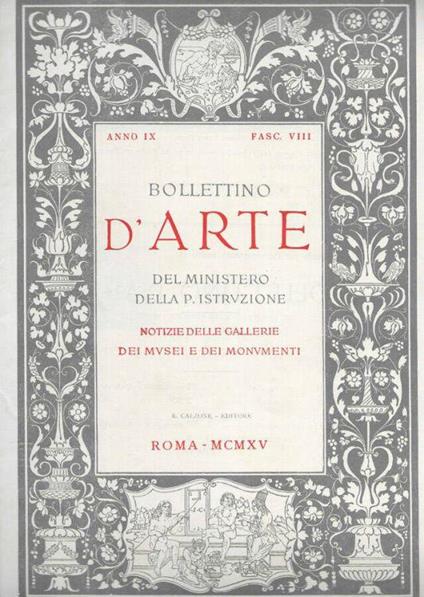 Bollettino d'arte del Ministero della P. Istruzione - copertina
