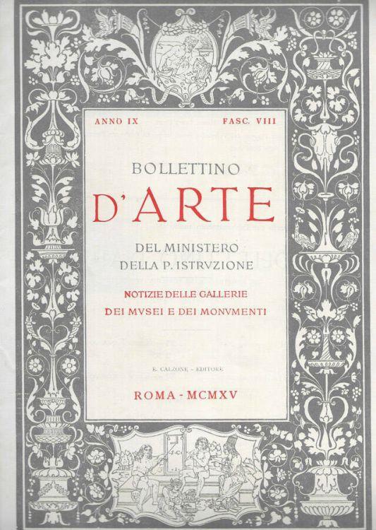 Bollettino d'arte del Ministero della P. Istruzione - copertina