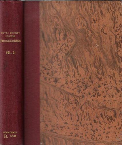 Proceedings of the Royal Society of London series A Vol CI 1922 - copertina