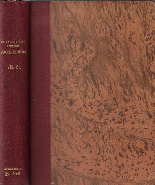 Proceedings of the Royal Society of London series A Vol CI 1922 - copertina