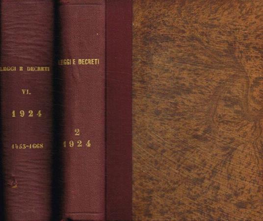 Raccolta ufficiale delle Leggi e dei Decreti del Regno d'Italia. Anno 1924. Vol.II, VI - copertina