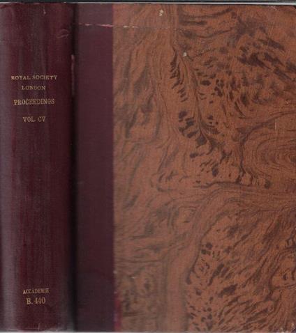 Proceeding of the Royal Society Vol 105 anno 1924 - copertina