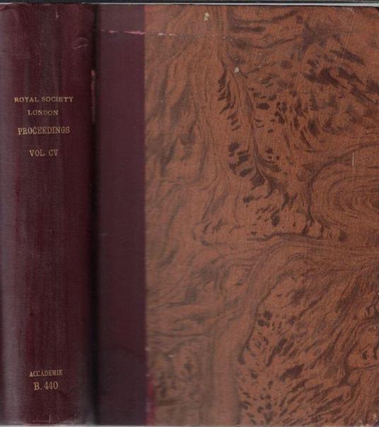 Proceeding of the Royal Society Vol 105 anno 1924 - copertina