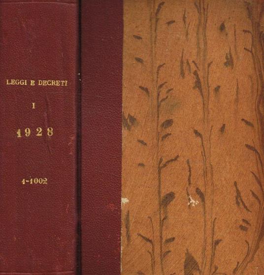 Raccolta ufficiale delle Leggi e dei Decreti del Regno d'Italia. Anno 1928, vol.I - copertina