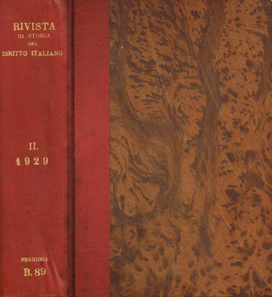 Rivista di storia del diritto italiano. Anno II, 1929 - copertina