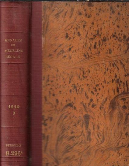 Annales de médecine légale de criminologie et de police scientifique 1929 tome IX - copertina