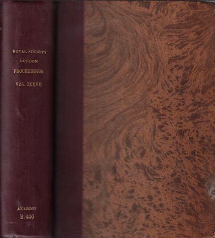 Proceedings of the Royal Society of London series A Vol CXXVII 1930 - copertina