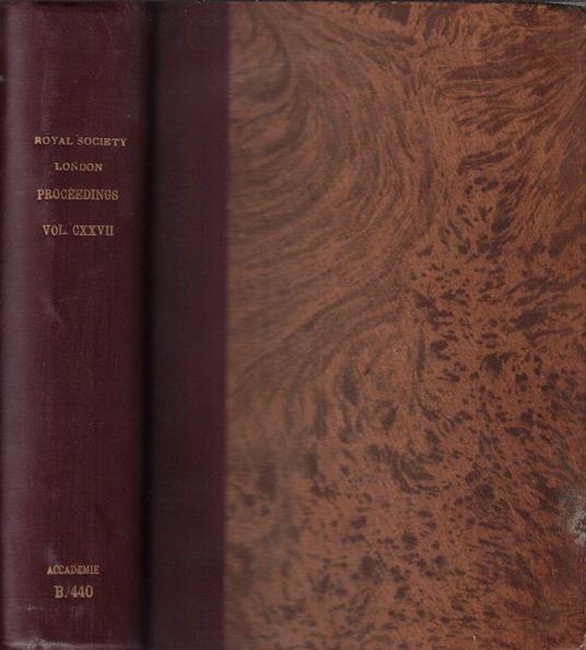 Proceedings of the Royal Society of London series A Vol CXXVII 1930 - copertina