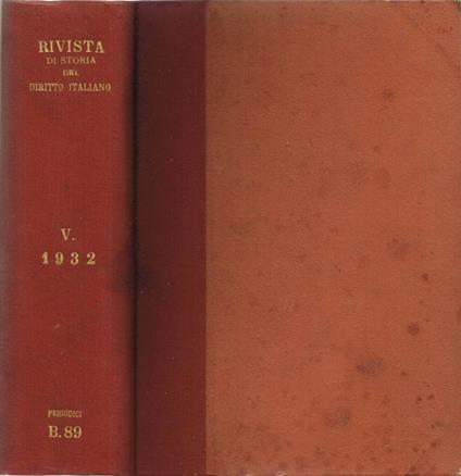 Rivista di Storia del Diritto Italiano - copertina