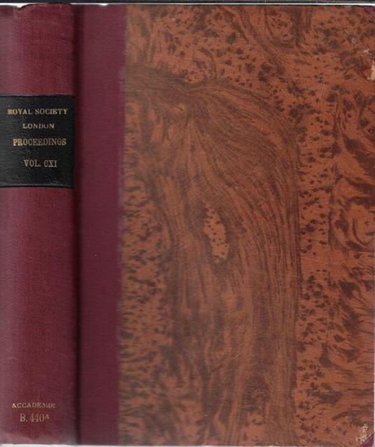 Proceedings of the Royal Society of London series B Vol CXI 1932 - copertina