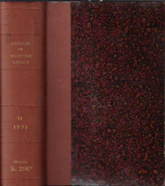 Annales de médecine légale de criminologie et de police scientifique tome XIV 1934 - copertina