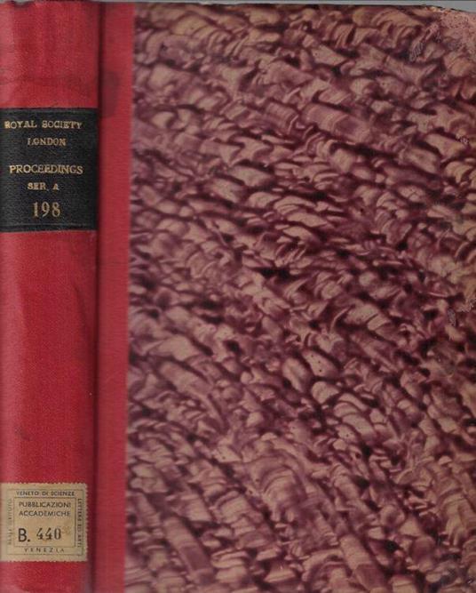 Proceedings of the Royal Society of London series A Vol. 198 anno 1949 - copertina