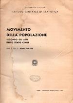 Movimento della popolazione secondo gli atti dello Stato Civile Serie III Vol II anni 1949-1950