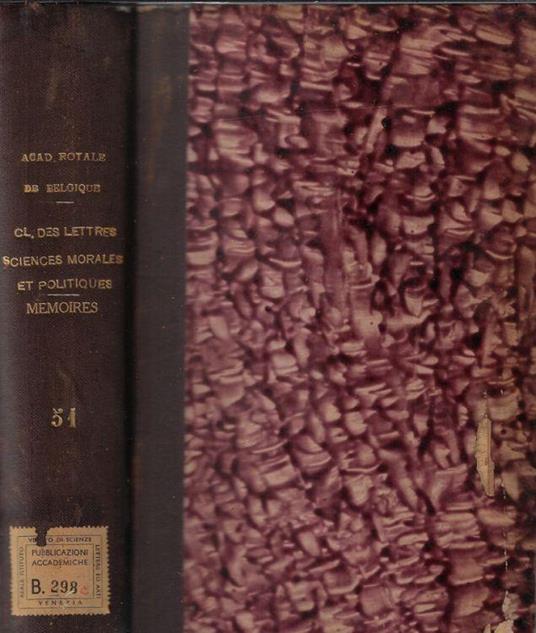 Classe des lettres et des sciences morales et politiques mémoires tome LI anno 1956 - copertina