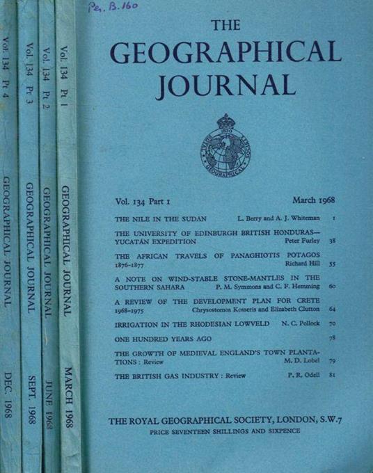 The Geographical Journal. Vol.134, anno 1968 - copertina