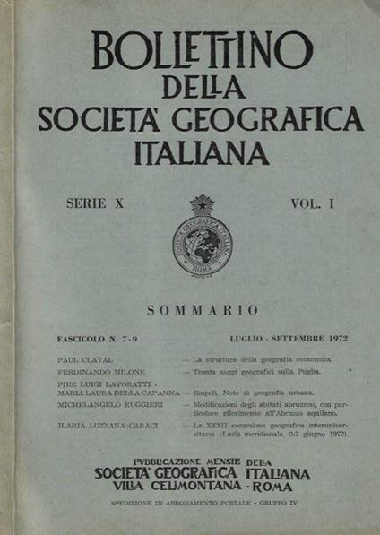 Bollettino della Società Geografica Italiana, serie X, vol. I 1972 - copertina