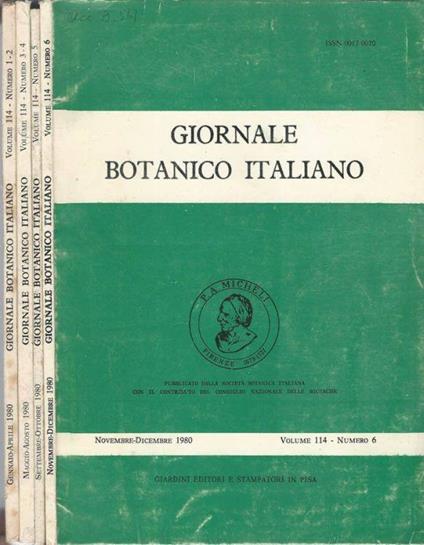 Giornale Botanico Italiano Annata 1980 - copertina