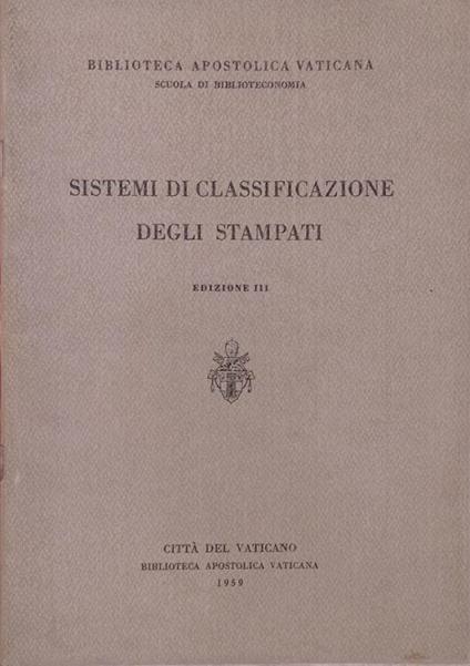 Sistemi di classificazione degli stampati - copertina