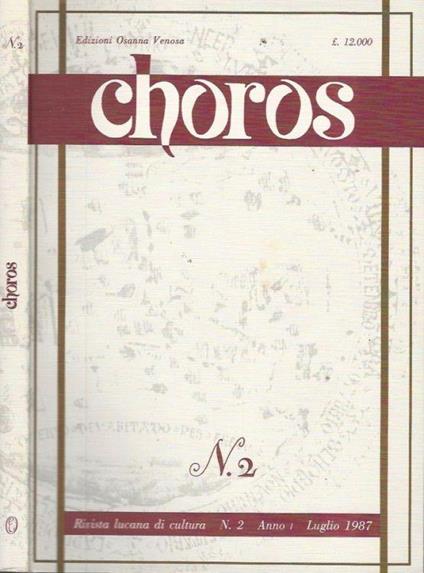 Choros, n. 2, anno 1, luglio 1987 - copertina