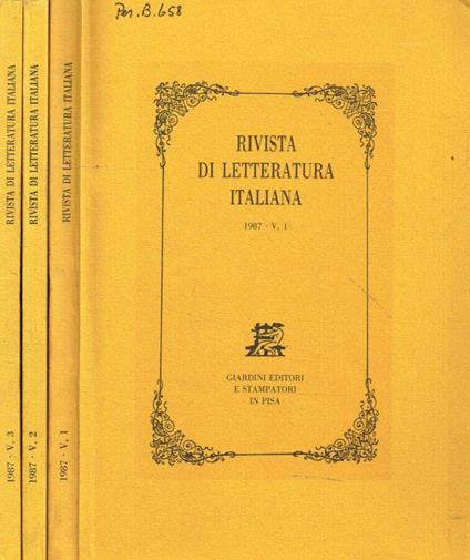 Rivista di letteratura italiana. 1987, V 1, 2, 3 - copertina