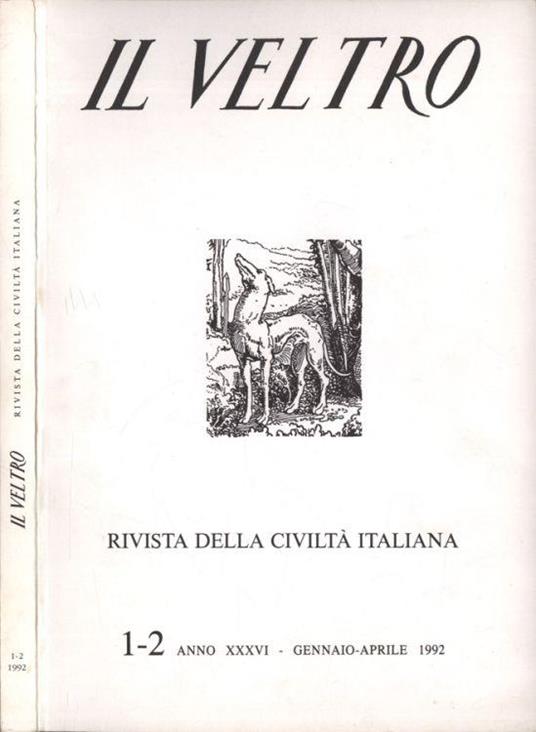 Il Veltro Anno XXXVI n. 1 - 2 - copertina