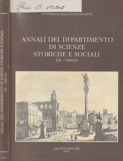 Annali del dipartimento di scienze storiche e sociali - copertina