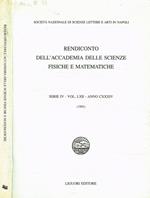 Rendiconto dell'accademia delle scienze fisiche e matematiche serie IV, vol.LXII, anno CXXXIV, 1995