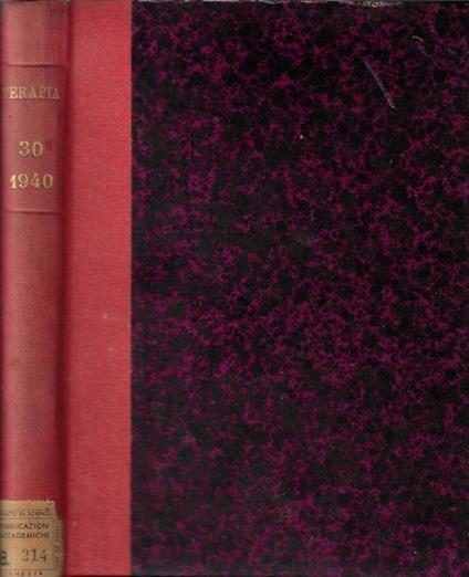 Terapia bollettino dell'Istituto sieroterapico milanese anno XXX (1940) N. 247-258 - copertina