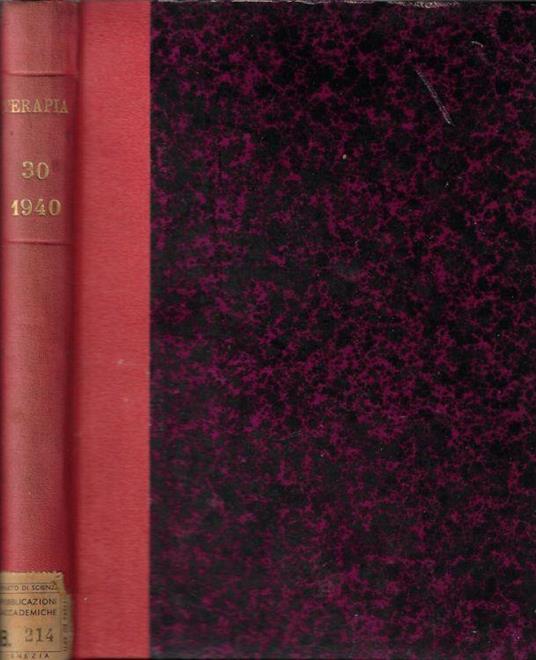 Terapia bollettino dell'Istituto sieroterapico milanese anno XXX (1940) N. 247-258 - copertina