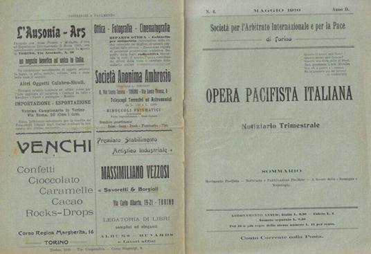 Opera Pacifista Italiana 1910 - copertina