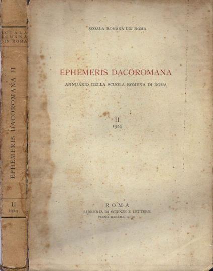 Ephemeris Dacoromana - copertina