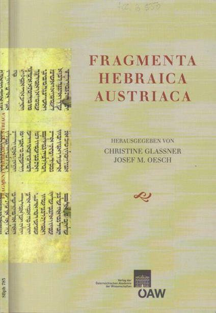 Fragmenta hebraica austriaca - copertina