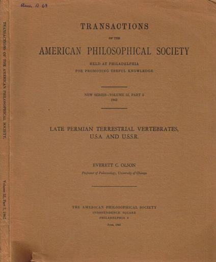 Late permian terrestrial vertebrates, U.S.A.and U.R.S.S - copertina