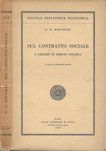 Sul contratto sociale o principi di diritto politico - copertina