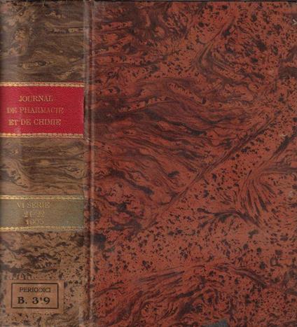 Journal de pharmacie et de chimie VI série tome 21-22 1905 - copertina