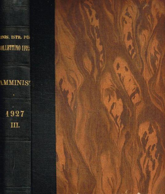 Bollettino Ufficiale. Atti di Amministrazione. Anno 1927, fasc.27-39 - copertina