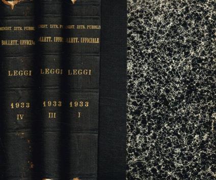Bollettino Ufficiale. Leggi, regolamenti e altre disposizioni generali. Anno 60°, 1933, n.1-17 (3 gennaio-25 aprile). N.27-52 (4 luglio-26 dicembre) - copertina