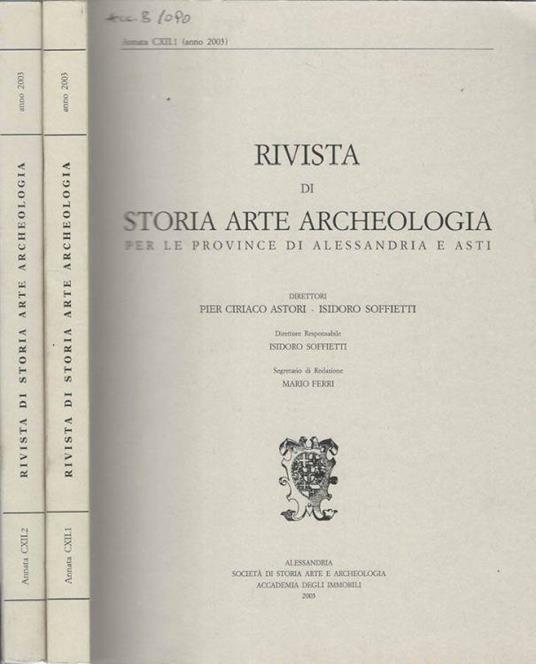 Rivista di Storia Arte Archeologia 2003 - copertina