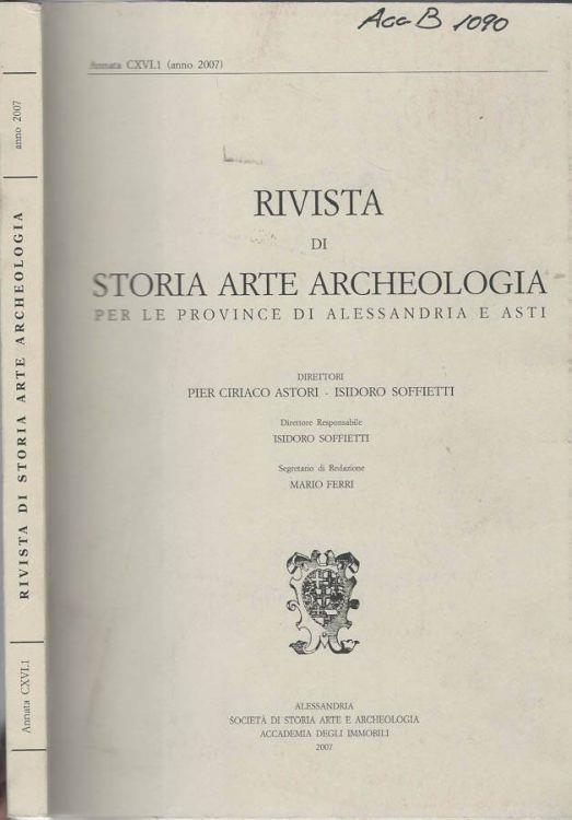 Rivista di Storia Arte Archeologia 2007 vol. 1 - copertina