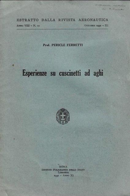 Esperienze su cuscinetti ad aghi - copertina